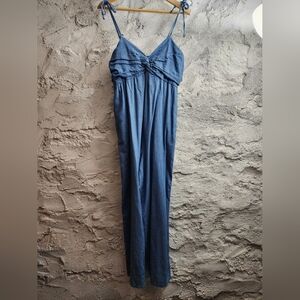 Old Navy Denim Blue Linen Romper